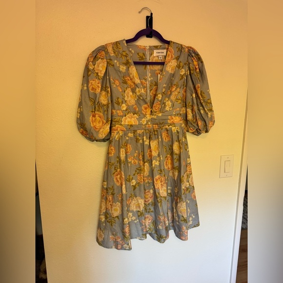 NEW Yumi Kim Revolve Gayle Linen Mini Dress Floral Bubble Size Medium Blue NWT - Picture 3 of 9